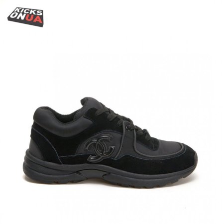 CHANEL LOW TOP TRAINER CC TRIPLE BLACK LEATHER - CC5