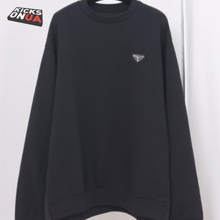 Prada Re-Nylon Logo Plaque Sweater Black