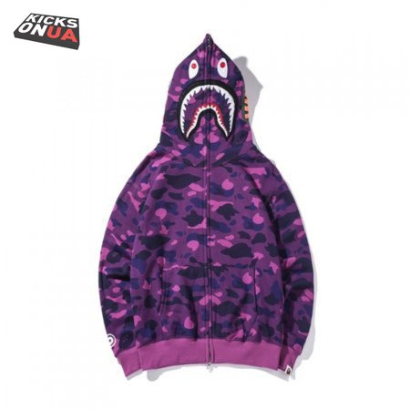 BAPE Color Camo Shark Full Zip Hoodie (FW21) Purple