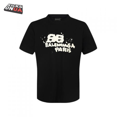 Balenciaga Men's Hand Drawn BB Icon Medium Fit Vintage T-Shirt Black/Beige
