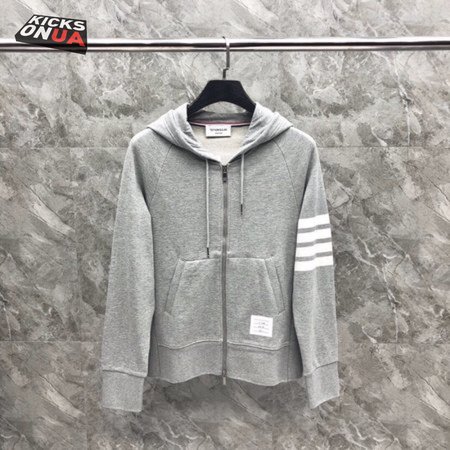 Thom Browne Logo-Patch Zip-Up Hoodie