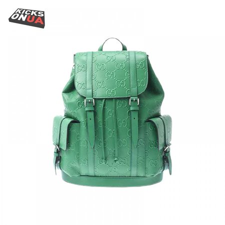 Gg Embossed Backpack In Green Leather GBP015