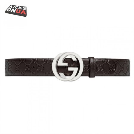 GUCCI BROWN GUCCISSIMA LEATHER INTERLOCKING GG BUCKLE BELT - B38