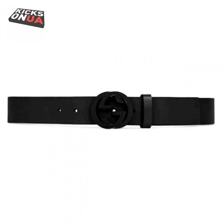 GUCCI LEATHER BELT WITH INTERLOCKING G BUCKLE - B31