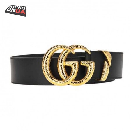 GUCCI LEATHER BELT WITH DOUBLE G BUCKLE - B11