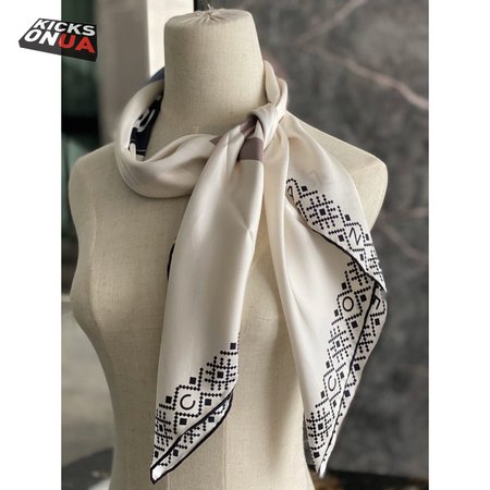 chanel silk scarf white