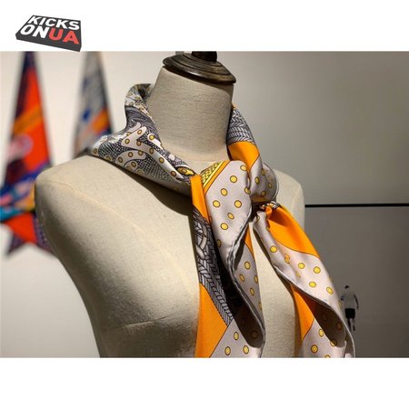 Hermes "Noble Saddle" Silk scarf Orange