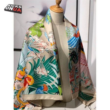 hermes ladies summer silk scarf Milk color