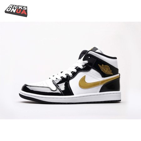 Air Jordan 1 Mid Patent Black White Gold 36-46