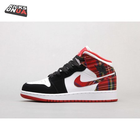 Air Jordan 1 Mid White Plaid Women's