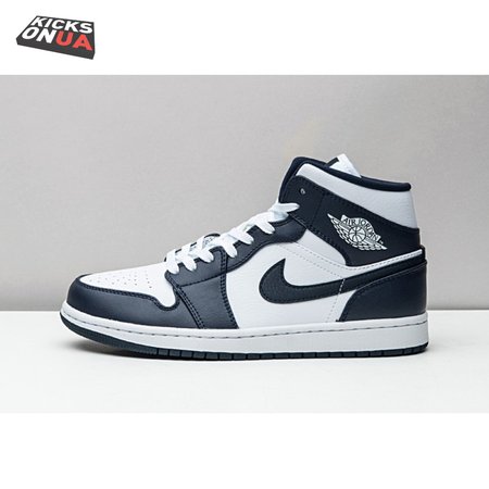 Jordan 1 Mid White Metallic Gold Obsidian 554724-174 Unisex