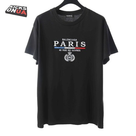 BALENCIAGA CROWN EMBROIDERED BLACK T SHIRT