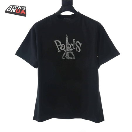 BELENCIAGA PARIS TOWER EMBROIDERED T SHIRT