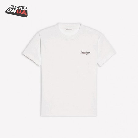 BALENCIAGA POLITICAL CAMPAIGN SMALL FIT T-SHIRT IN WHITE VINTAGE JERSEY - BB38