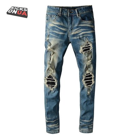 Amiri Blasted Rip Jeans Dark Blue