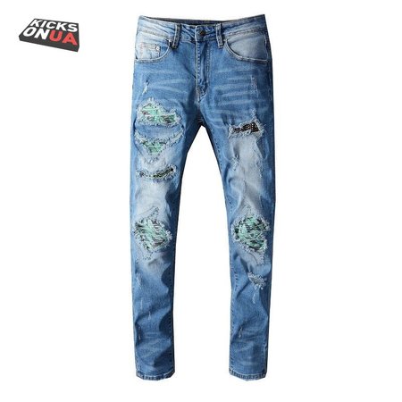 Amiri Design Rip Jeans Light Blue / Green