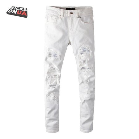 Amiri Rhinestone Jeans White