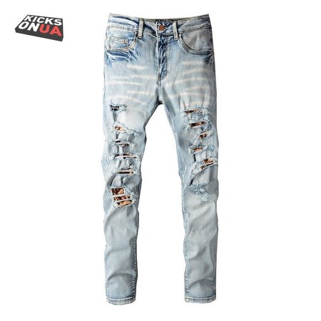 Amiri Ripped Design Jeans Light Blue