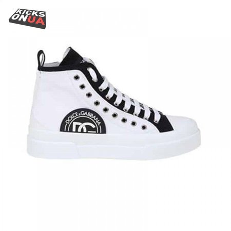 DOLCE AND GABBANA QUILTED TWO-TONE NYLON PORTOFINO LIGHT MID-TOP SNEAKERS IN WHITE - DG107