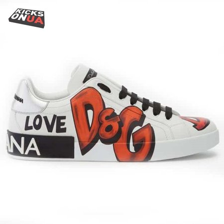 DOLCE & GABBANA CALFSKIN PORTOFINO SNEAKERS WITH PATCHES OF THE DESIGNERS - DG2