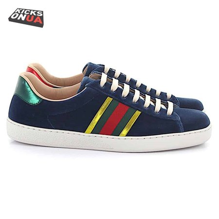GUCCI ACE SNEAKER VELVET BLUE METALLIC STRIPE - GC40